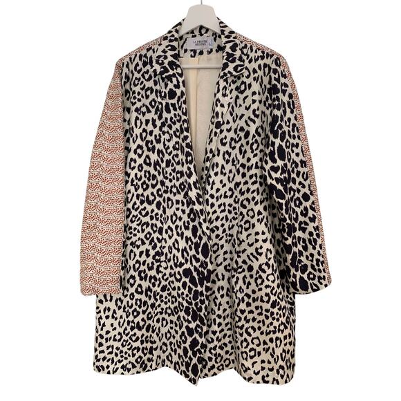 La Prestic Ouiston Silk Leopard Contrast Hearts Jacket One Size - Picture 1 of 9